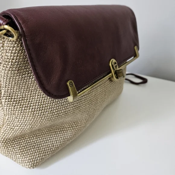 Vintage Etienne Aigner Shoulder Bag Jute & Leather Bag/ Clutch - Picture 14 of 15